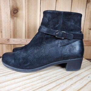 Dansko Cagney Boots Womens 10.5 41 EU Black Leather Ankle Zip Buckle Booties